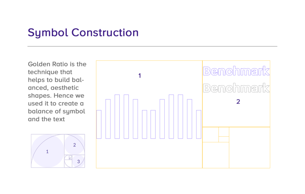 Benchmark brandmark logo design using golden ratio